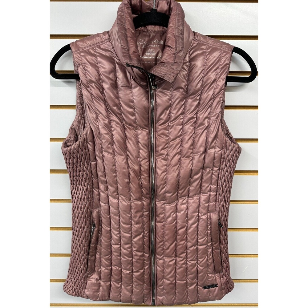 Calvin Klein Performance Women's Small Vest Down Filled Puffer Pockets Mauve‎